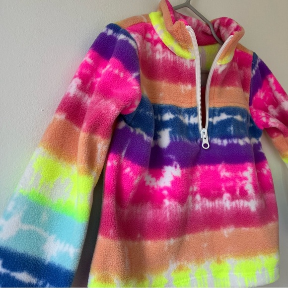 🌼 5/$25 The Children’s Place 2T Rainbow Tie-Dye Fleece Quarter Zip Pullover - Picture 9 of 10